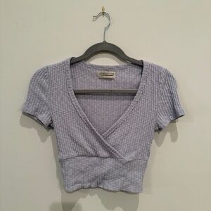 Urban Outfitters Light Blue Ribbed Crop Top